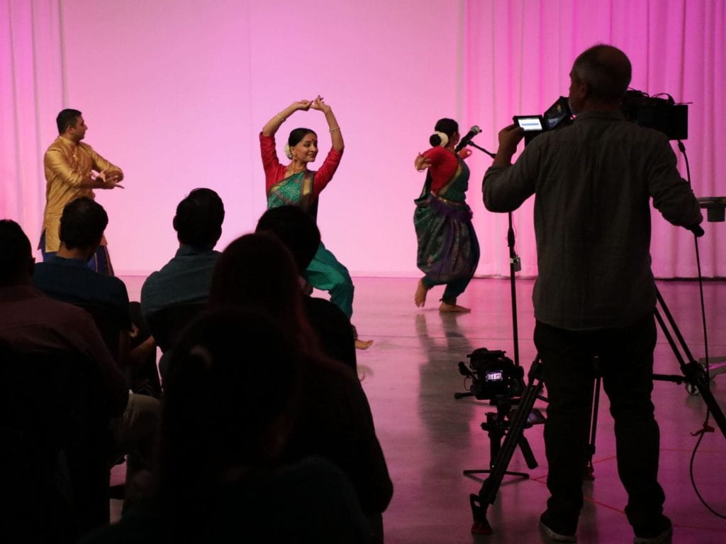 traditional Indian dancers being filmed performing at ArtLab